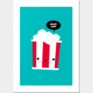 Kawaii illustration of popcorn Posters and Art